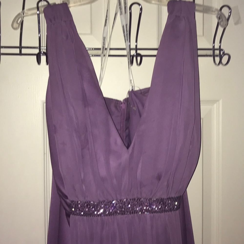 Purple David’s Bridal bridesmaid dress